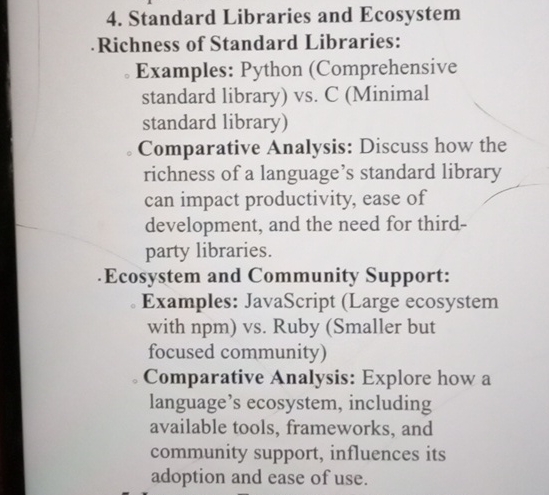 Standard Libraries and Ecosystem Richness of
