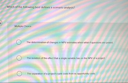 Which of the following best defines a scenario