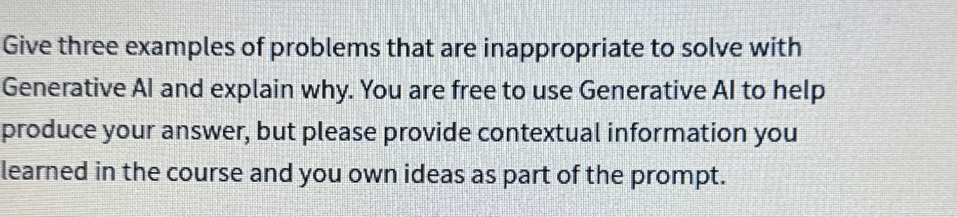 Give three examples of problems that are