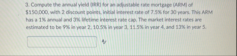 Compute the annual yield ( IRR ) for an