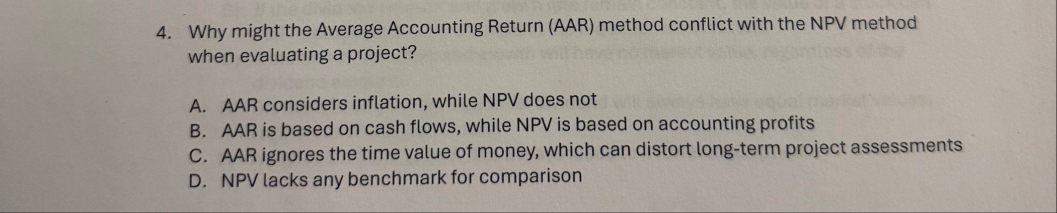 Why might the Average Accounting Return ( AAR )