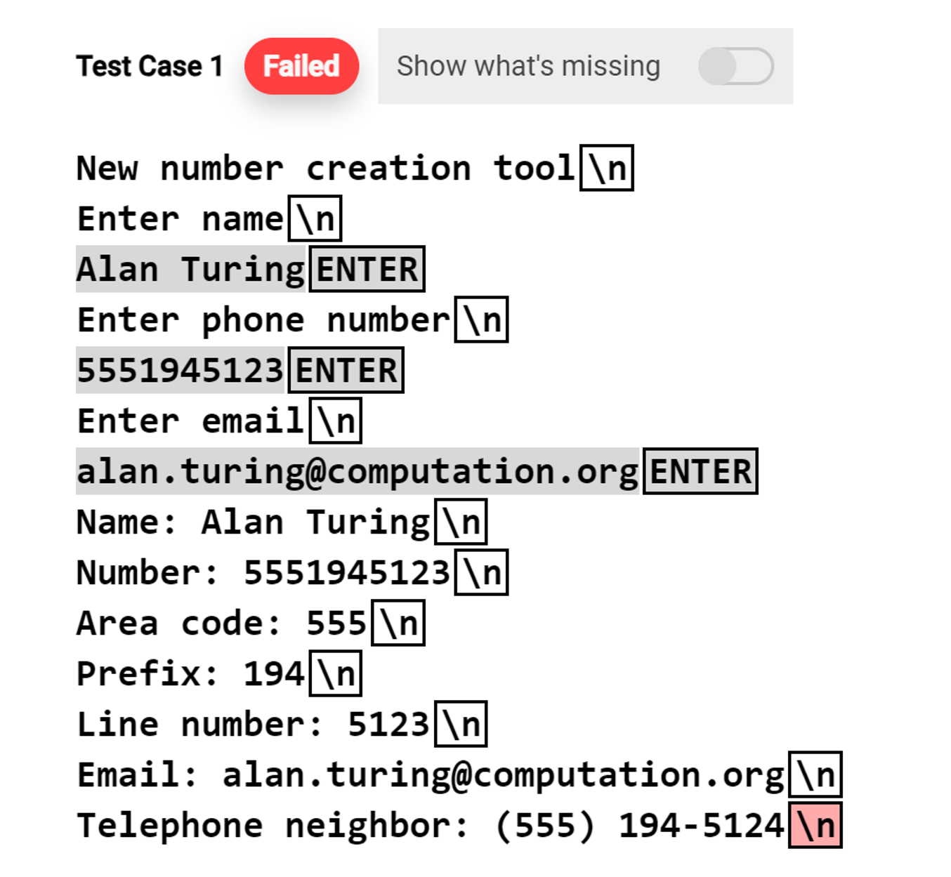 My code is outputing a red new line symbol on the
