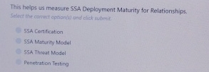 This helps us measure SSA Deployment Maturity for
