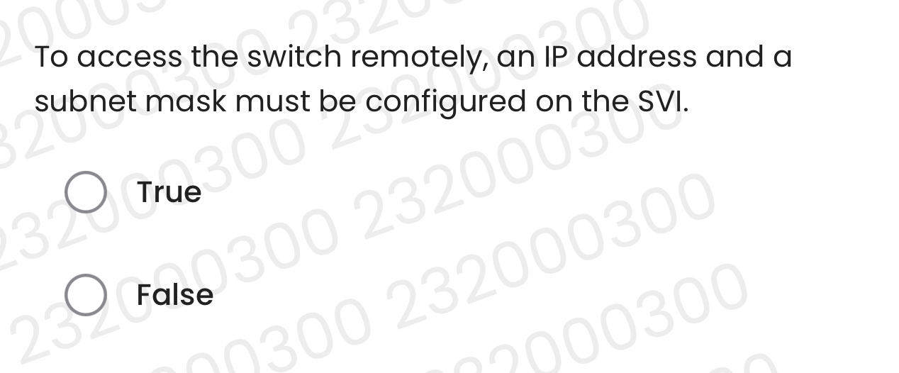 To access the switch remotely, an IP address and