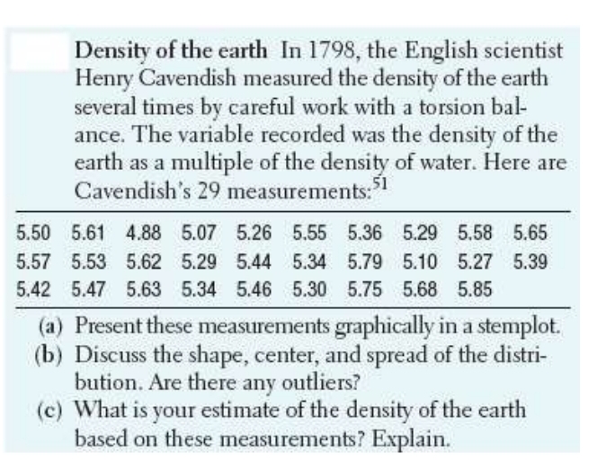\ table [ [ , \ table [ [ Density of the earth In