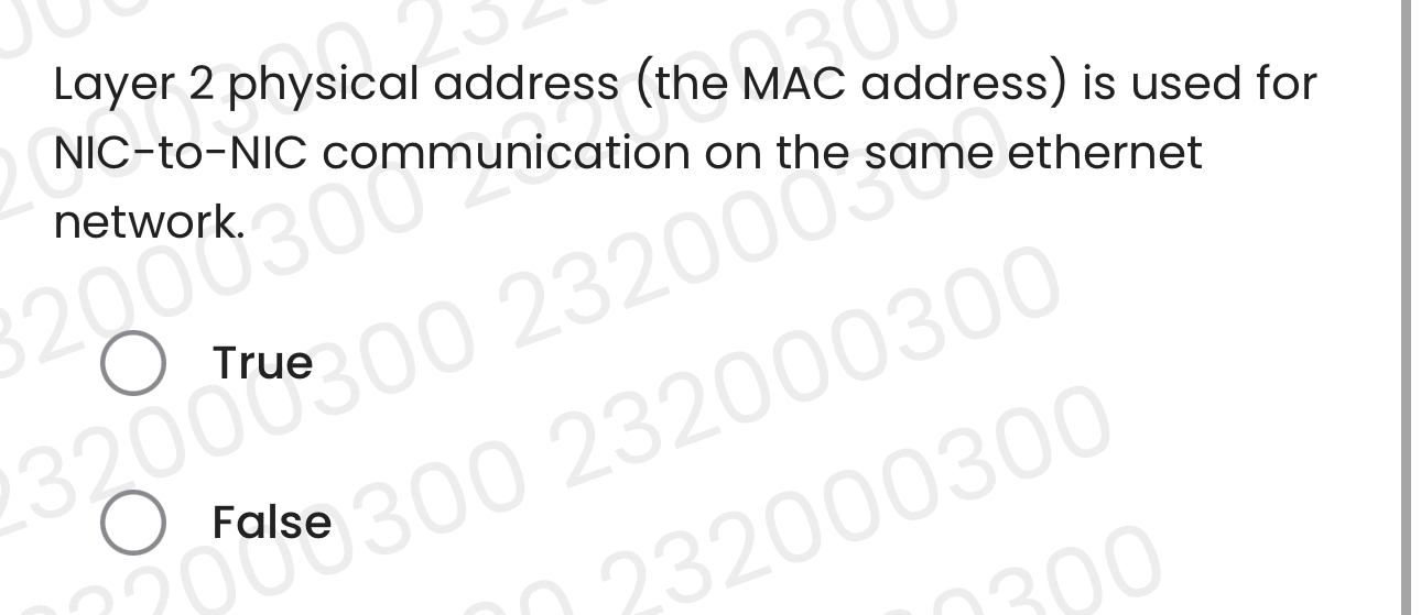 Layer 2 physical address ( the MAC address ) is