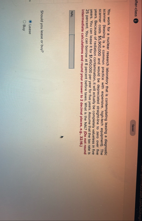 fter - class i You work for a nuclear research