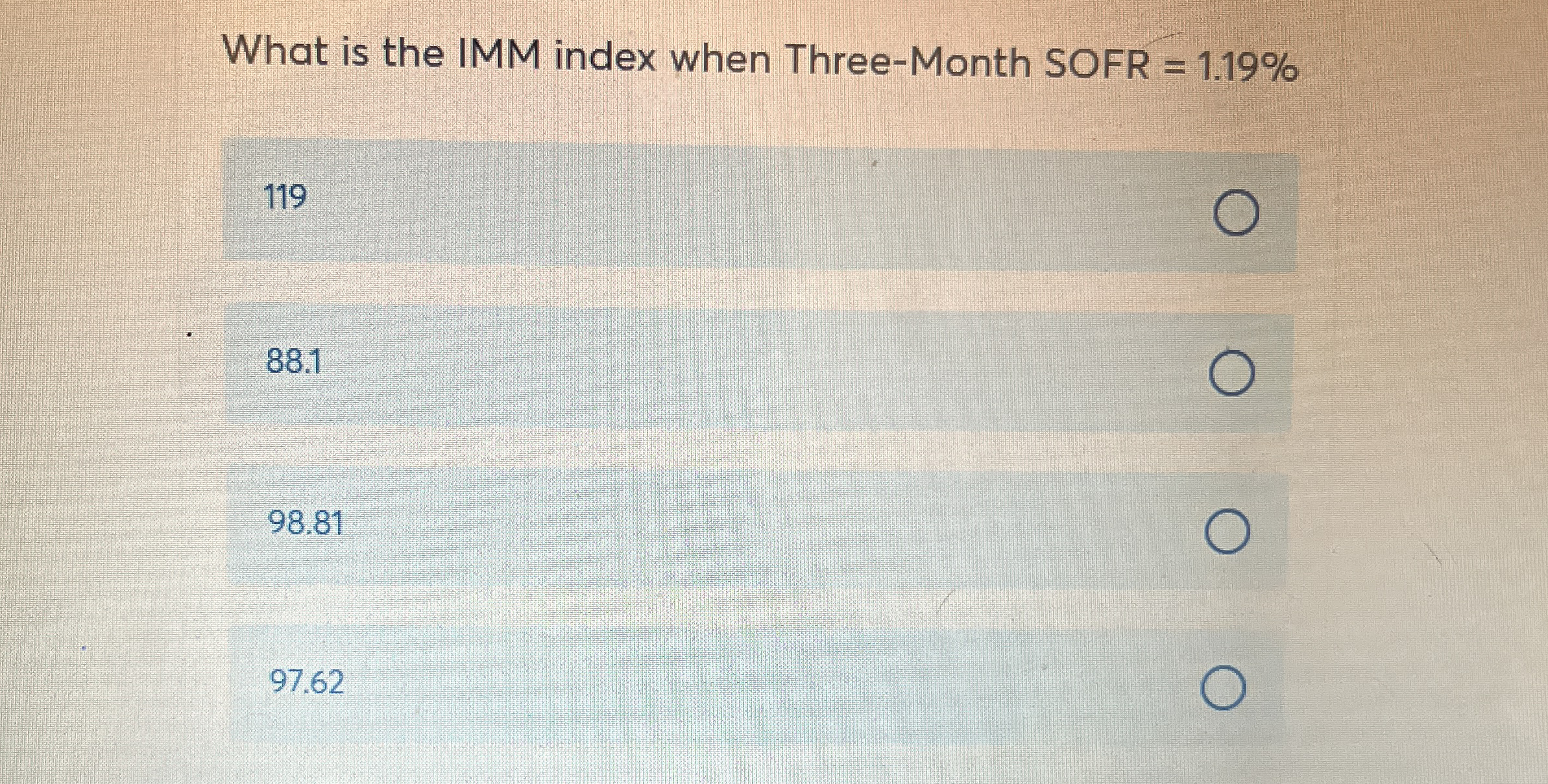 What is the IMM index when Three - Month SOFR = 1