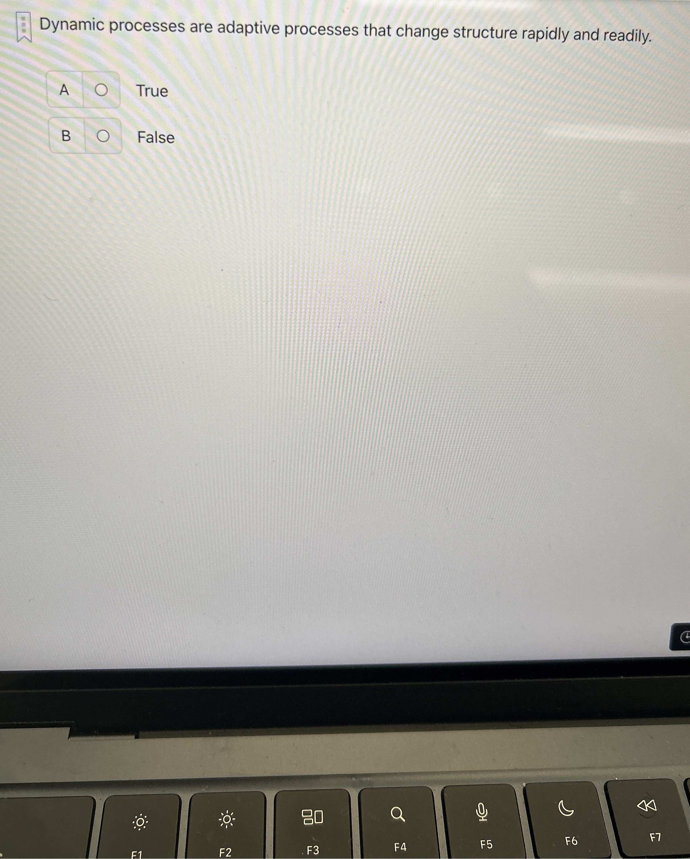 A True B False Dynamic processes are adaptive