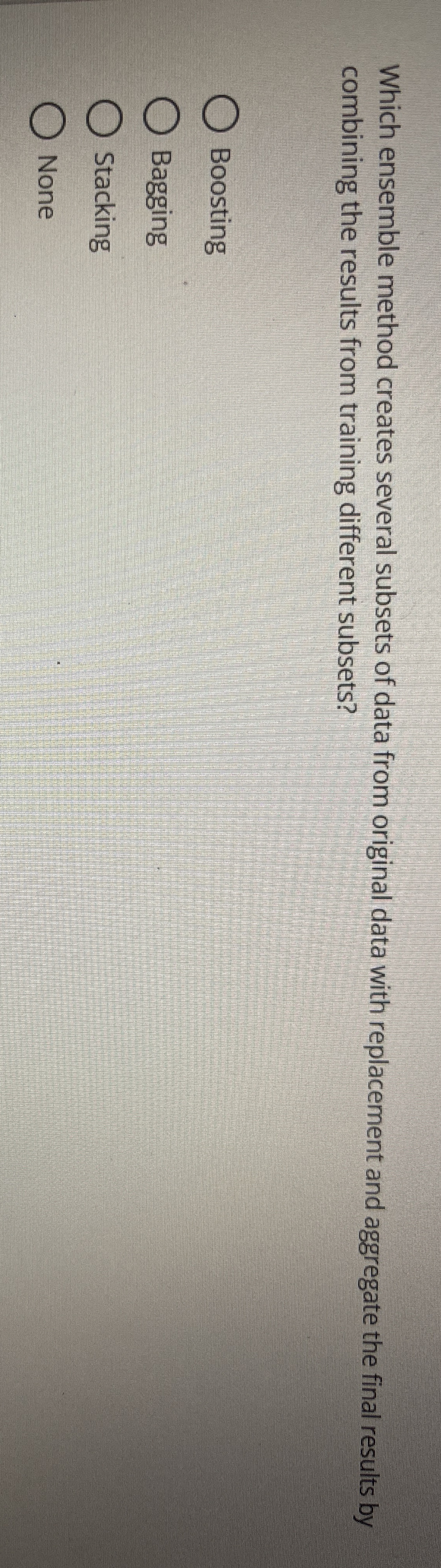 Which ensemble method creates several subsets of