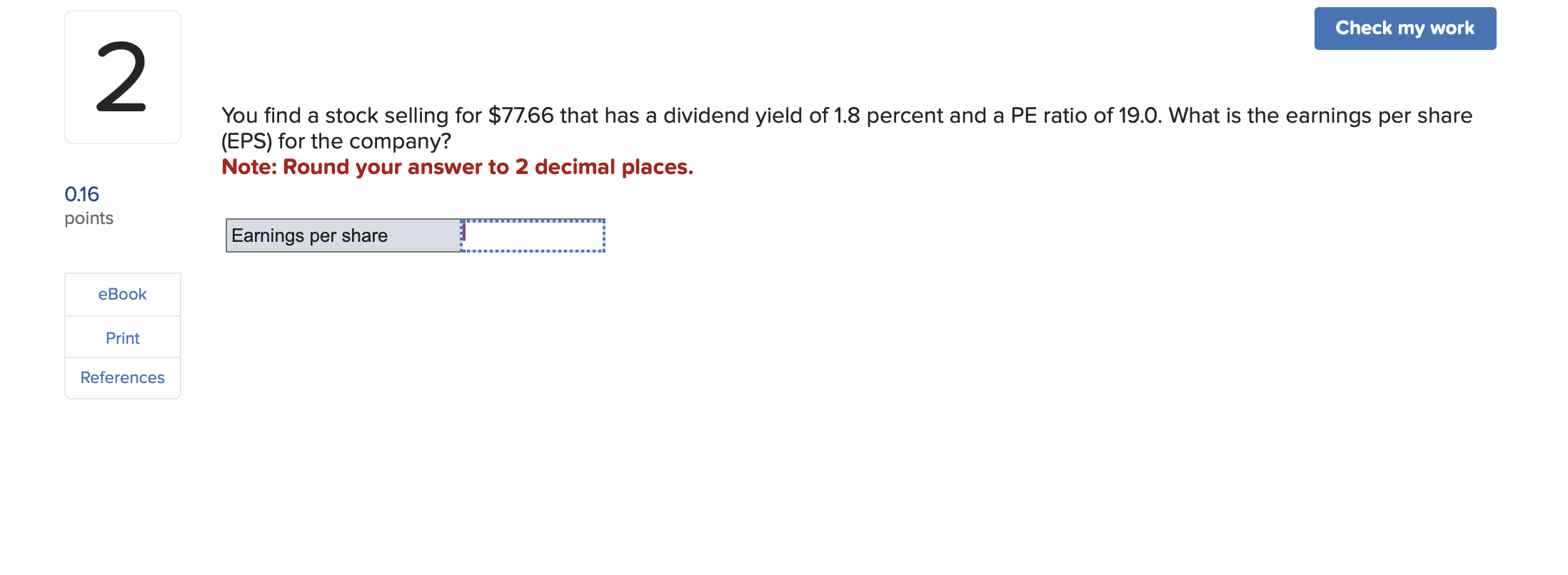 You find a stock selling for \ ( \ $ 7 7 . 6 6 \