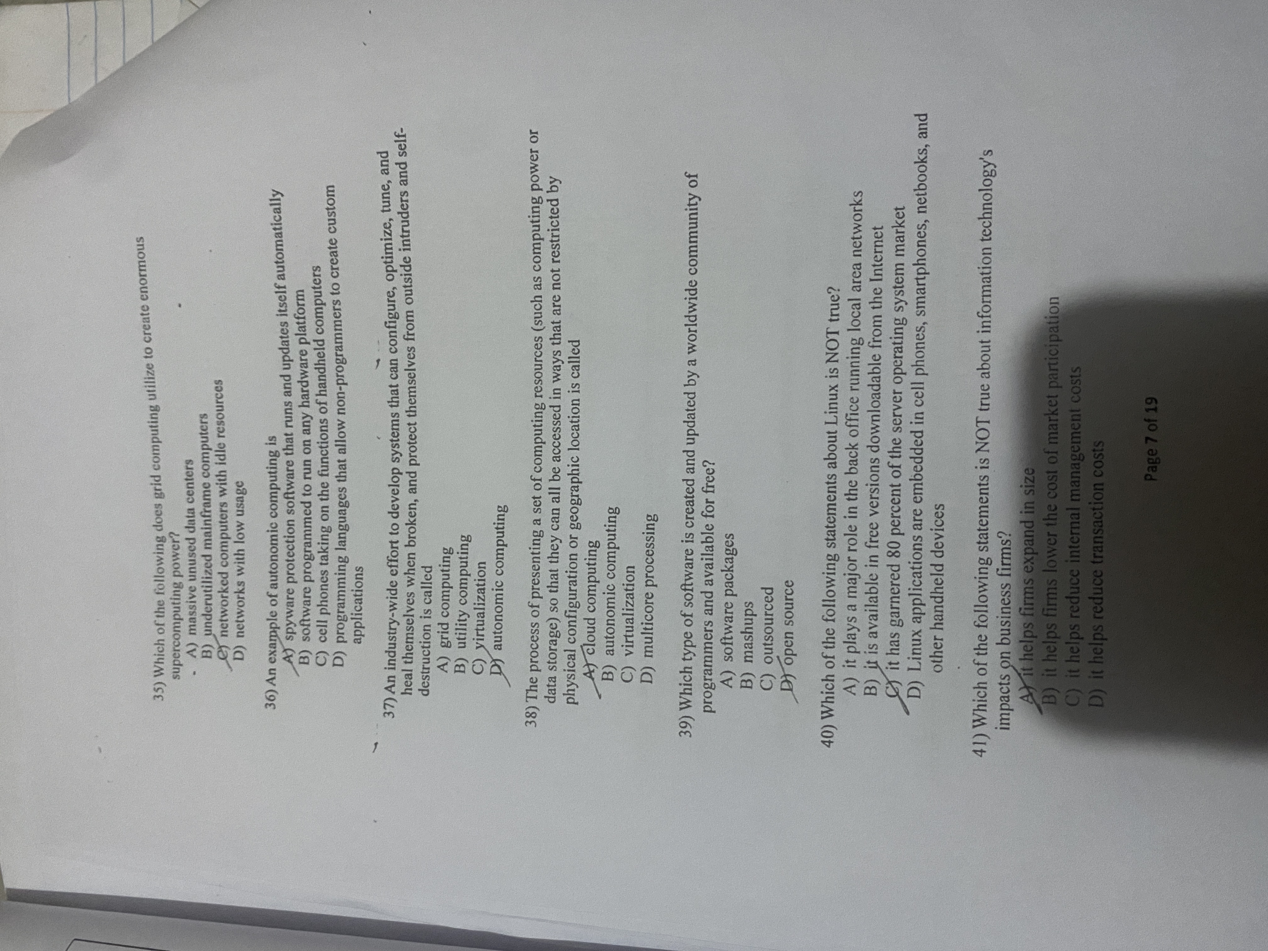 Which of the following does grid computing