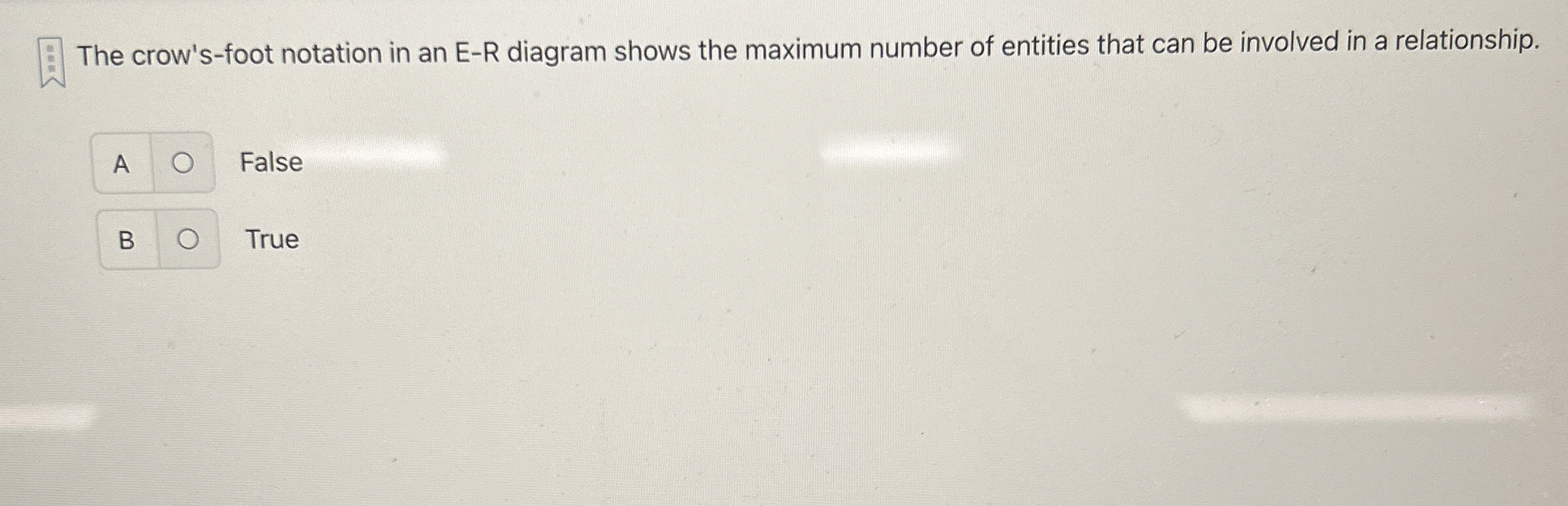 The crow's - foot notation in an E - R diagram