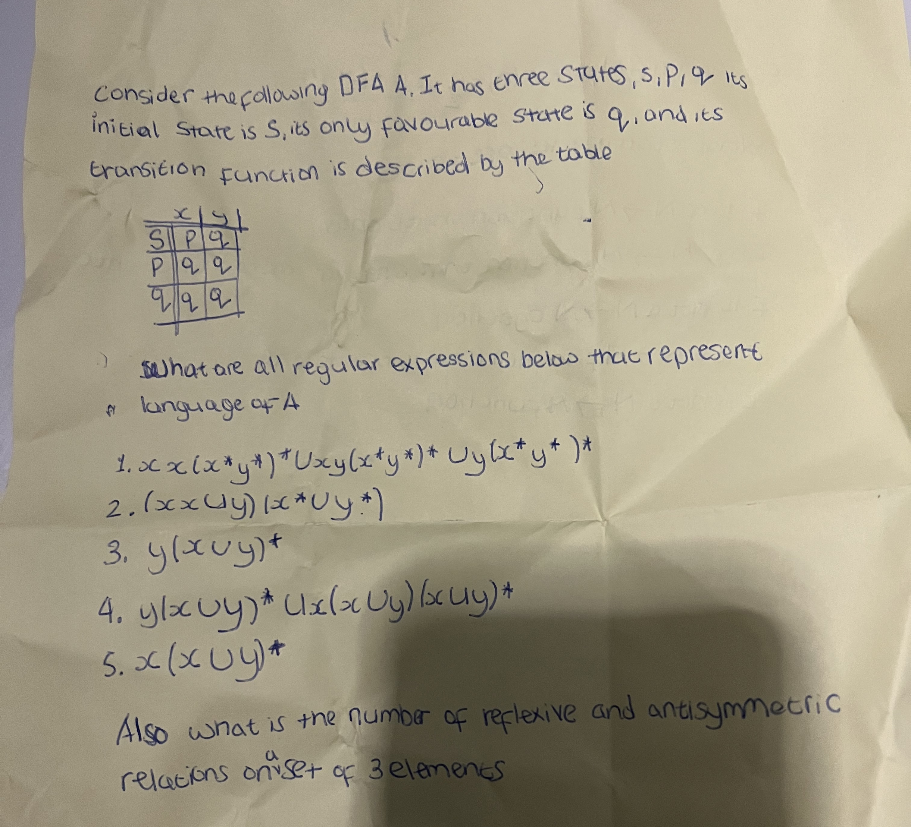 Consider the following DFA A . It has Enree