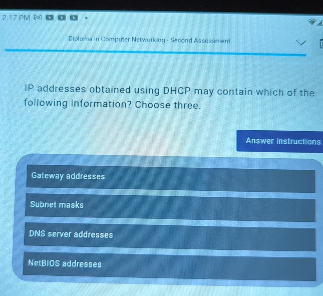2 : 1 7 PM M Diploma in Computer Networking