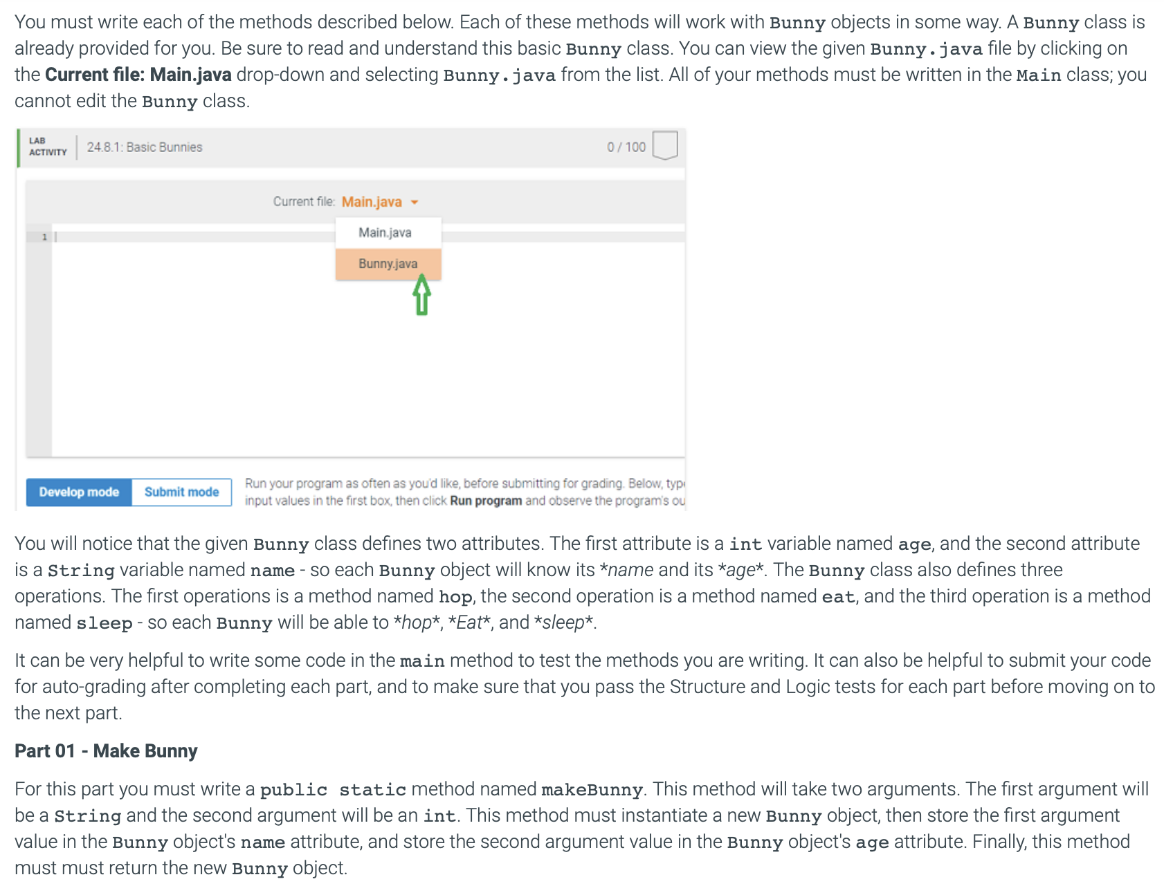 Bunny: Please show steps and solve this Java