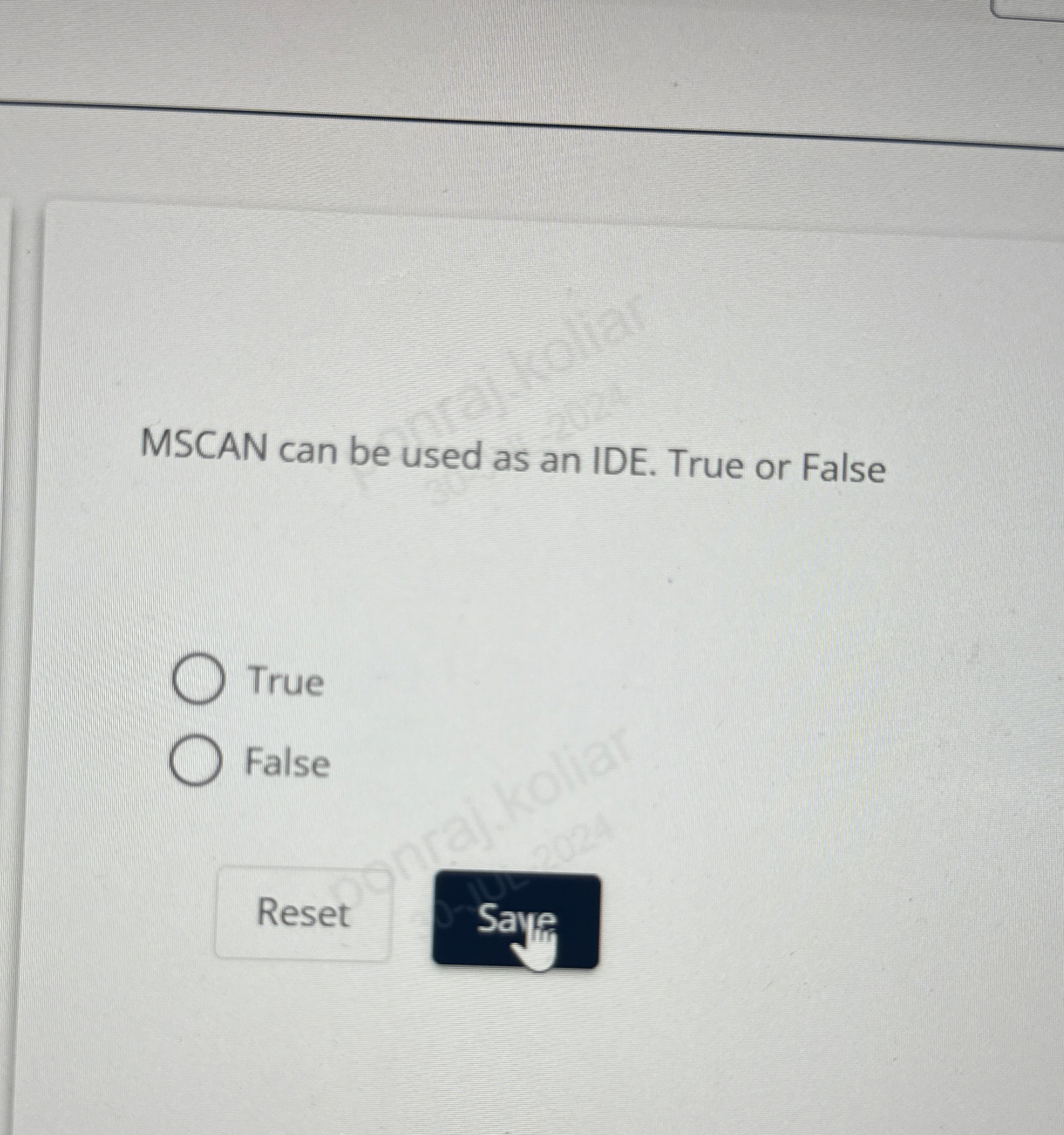 MSCAN can be used as an IDE. True or False True