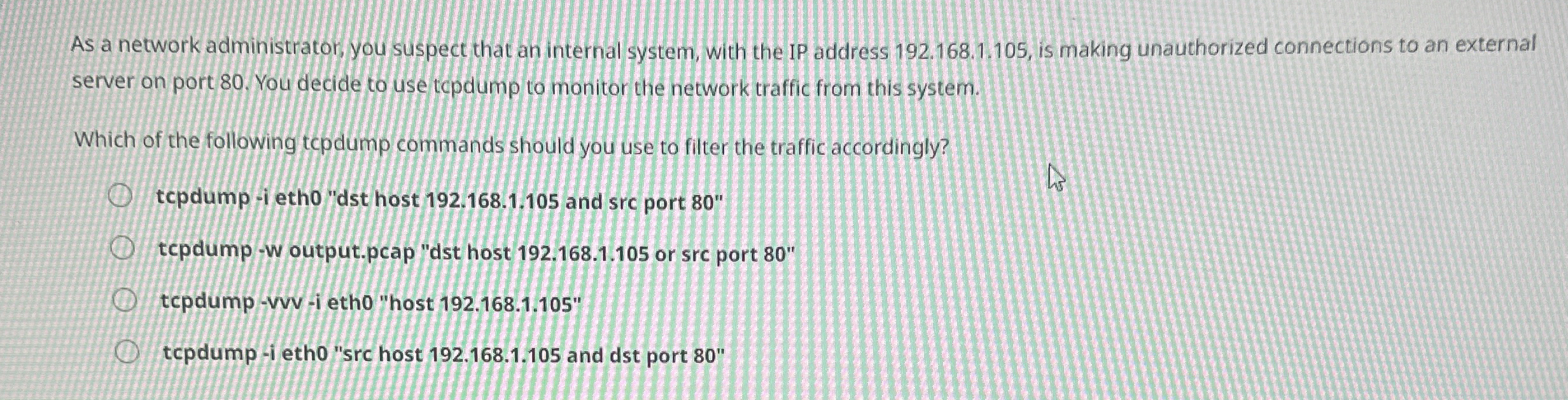 As a network administrator, you suspect that an