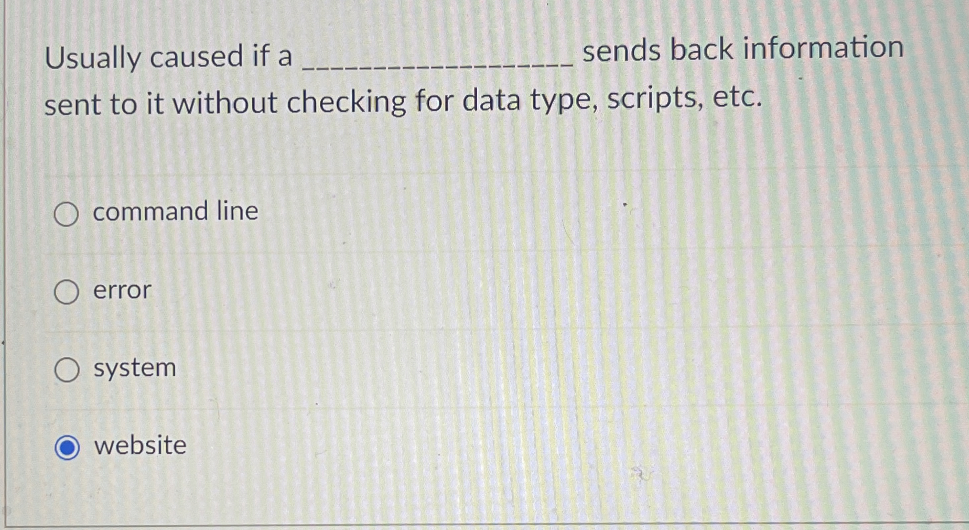 Usually caused if a _ _ _ _ _ sends back