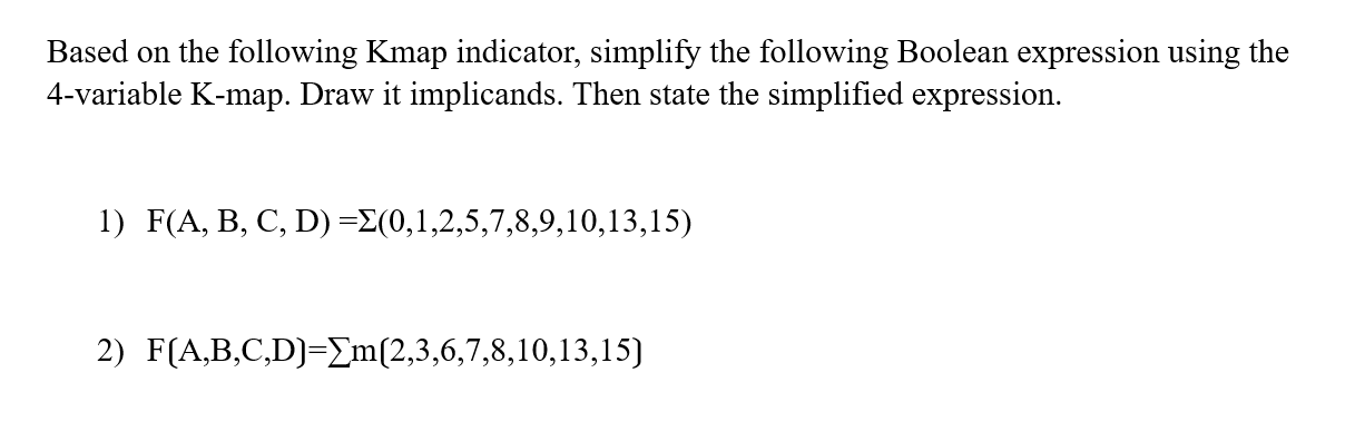 Based on the following Kmap indicator, simplify