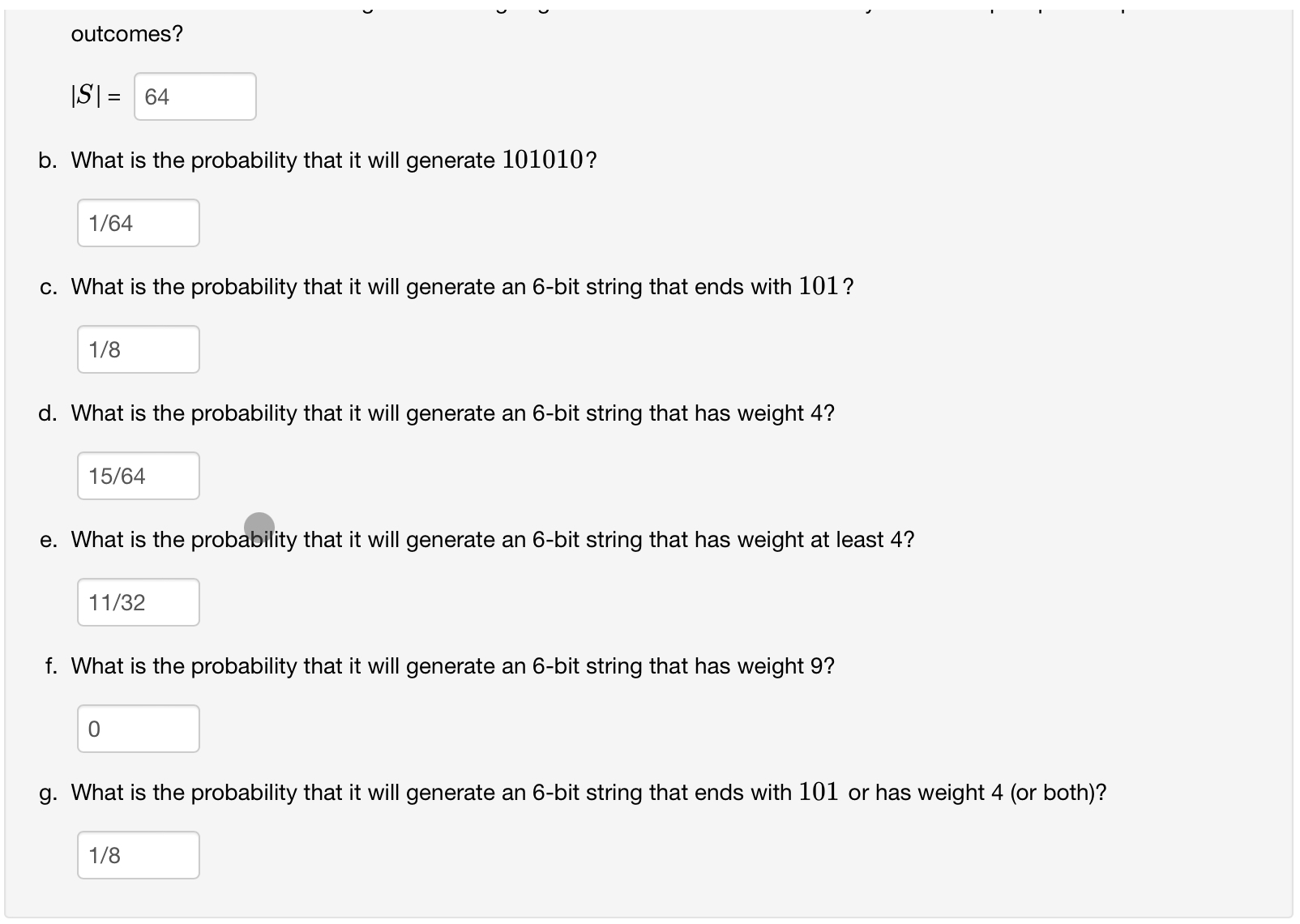 outcomes? | S | = b . What is the probability
