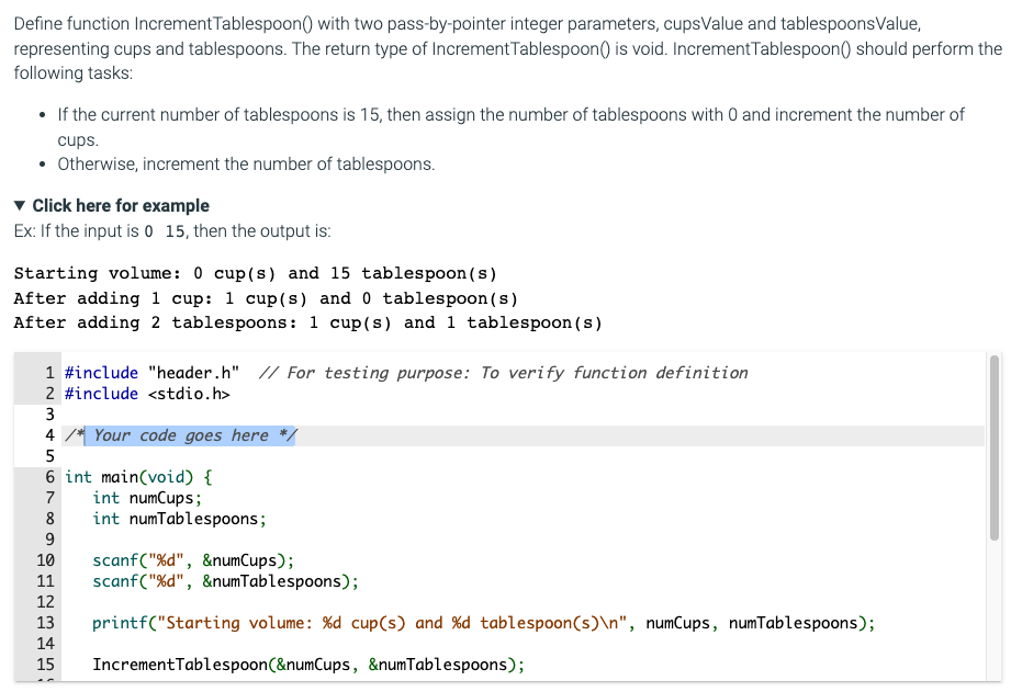 * * This is in C language * * Define function