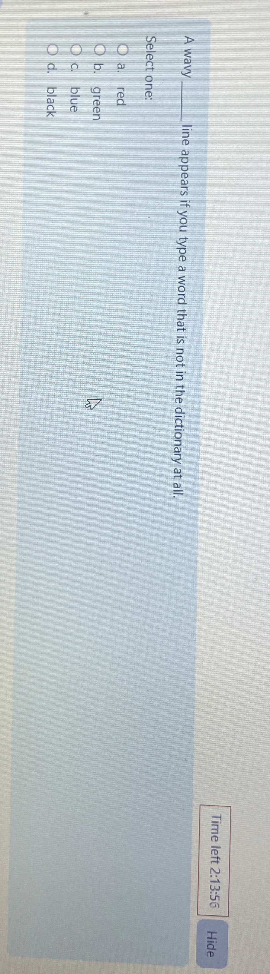 Time left 2 : 1 3 : 5 6 A wavy line appears if