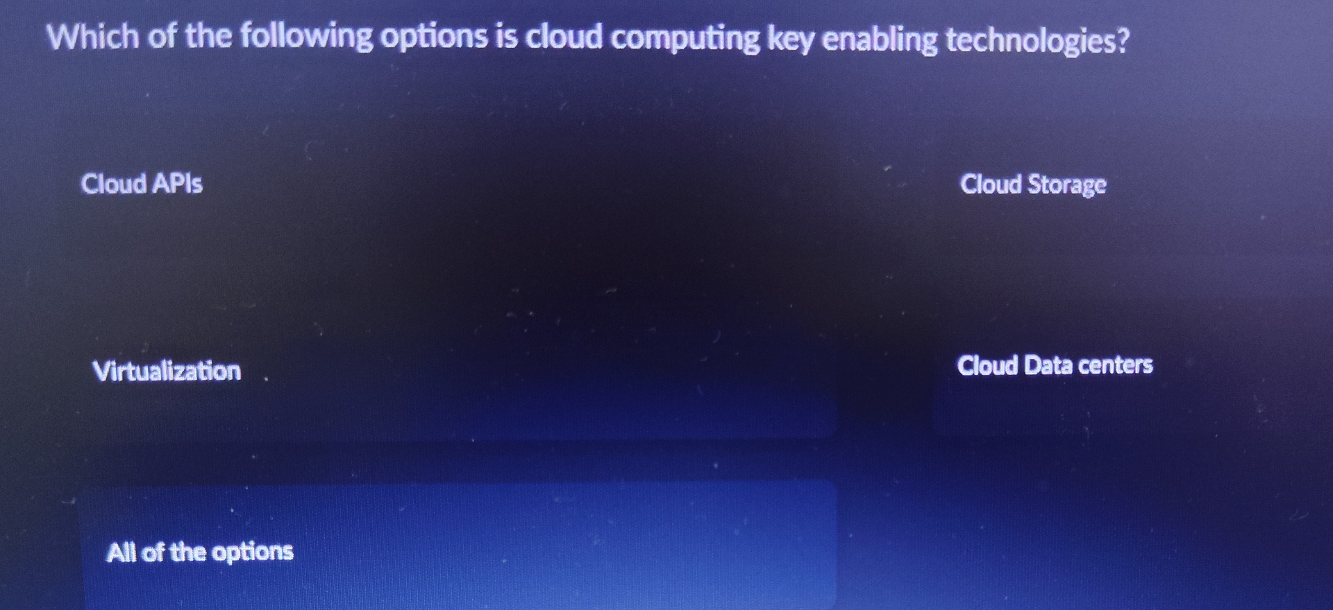 Which of the following options is cloud computing