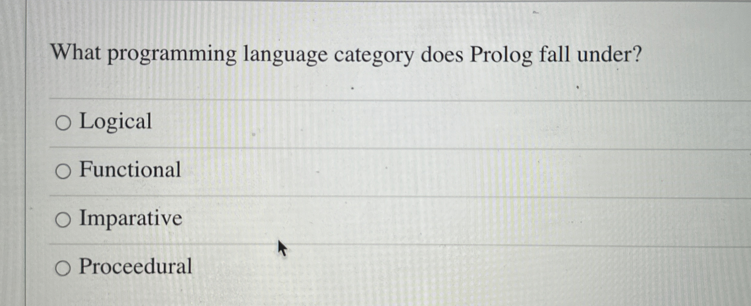 What programming language category does Prolog