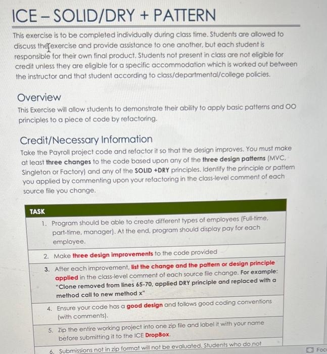 computer Science.... ICE - SOLID / DRY + PATTERN