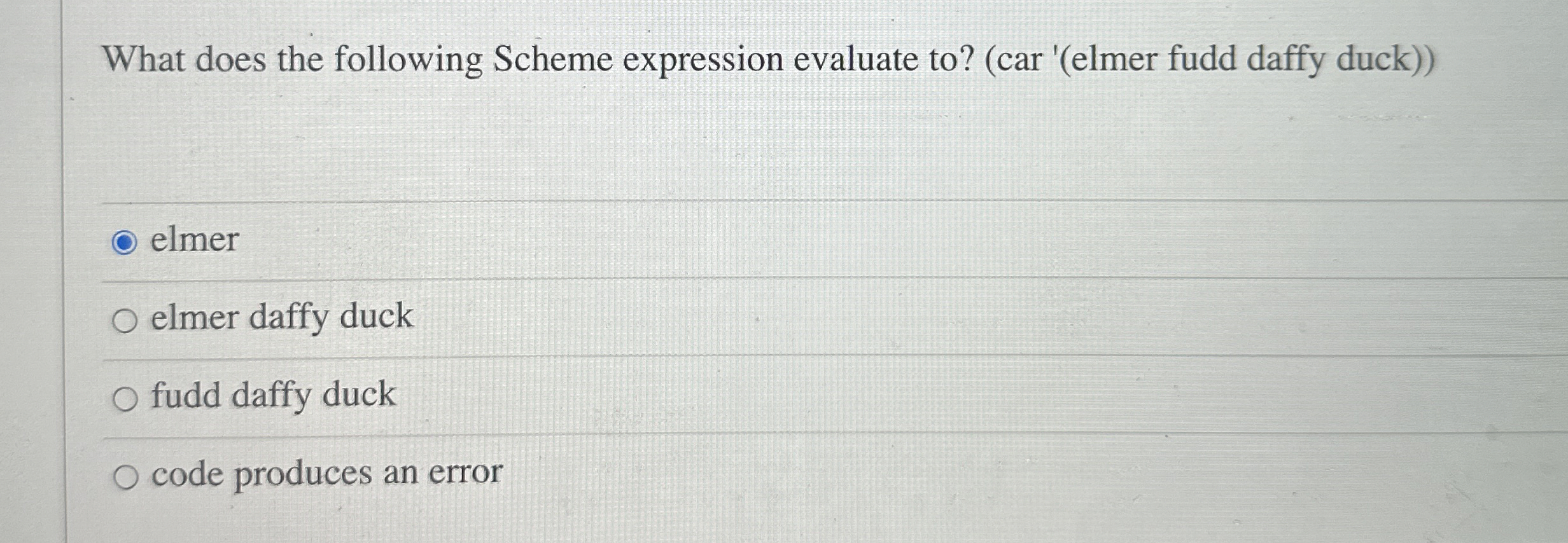 What does the following Scheme expression