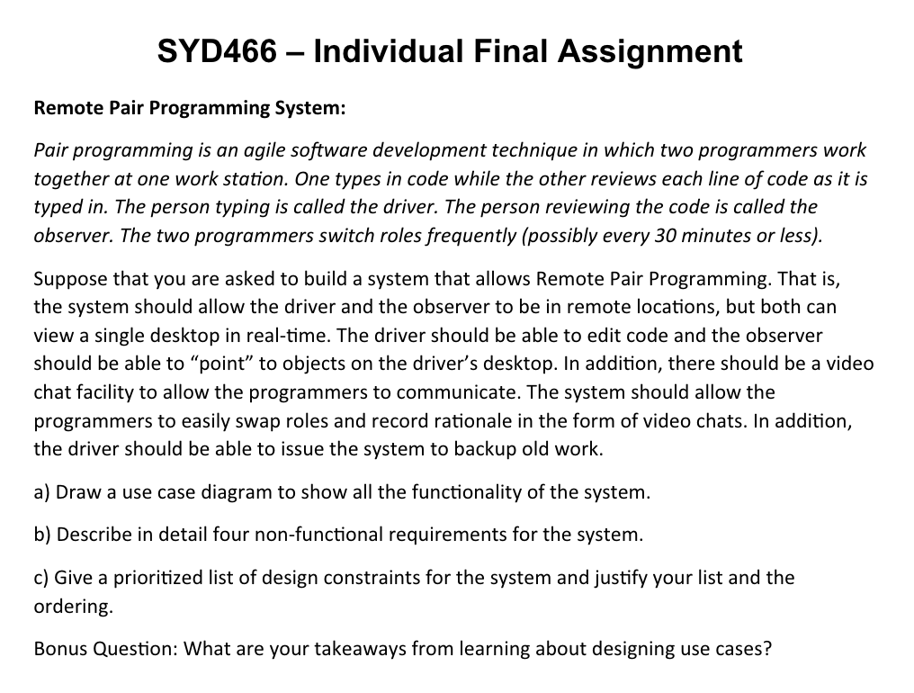 I need help with this assignment! SYD 4 6 6 -
