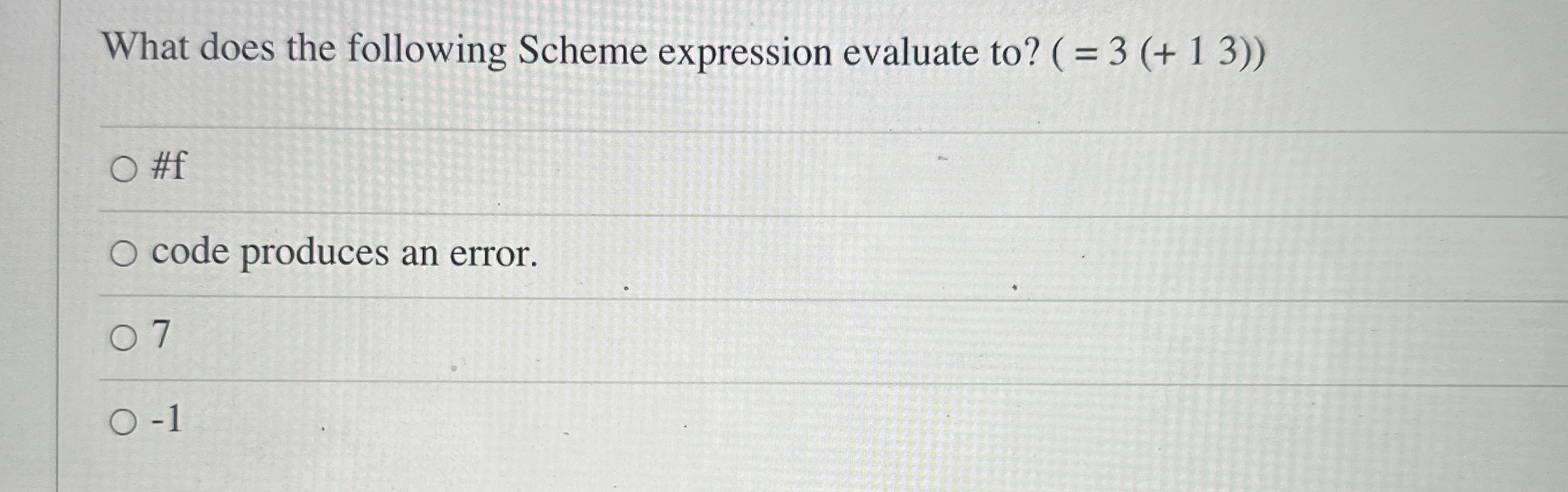 What does the following Scheme expression