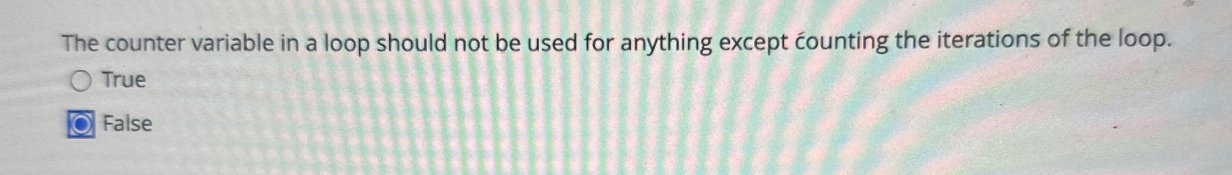 The counter variable in a loop should not be used