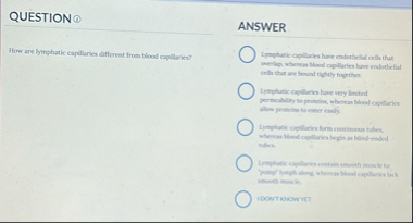 QUESTION How are lymphutic capitharies different