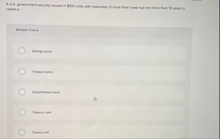 A U . S . government security issued in $ 1 0 0