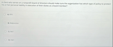 A client who serves on a nonprofit bourd of