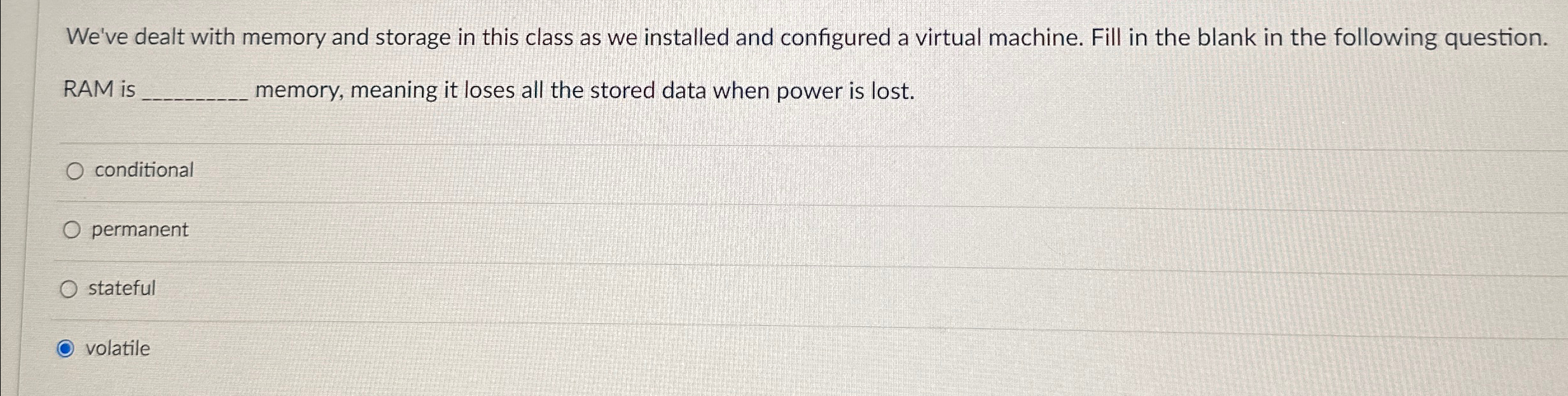 We've dealt with memory and storage in this class