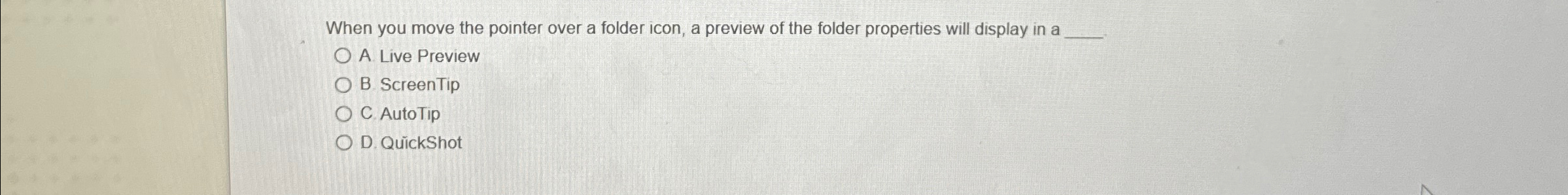 When you move the pointer over a folder icon, a