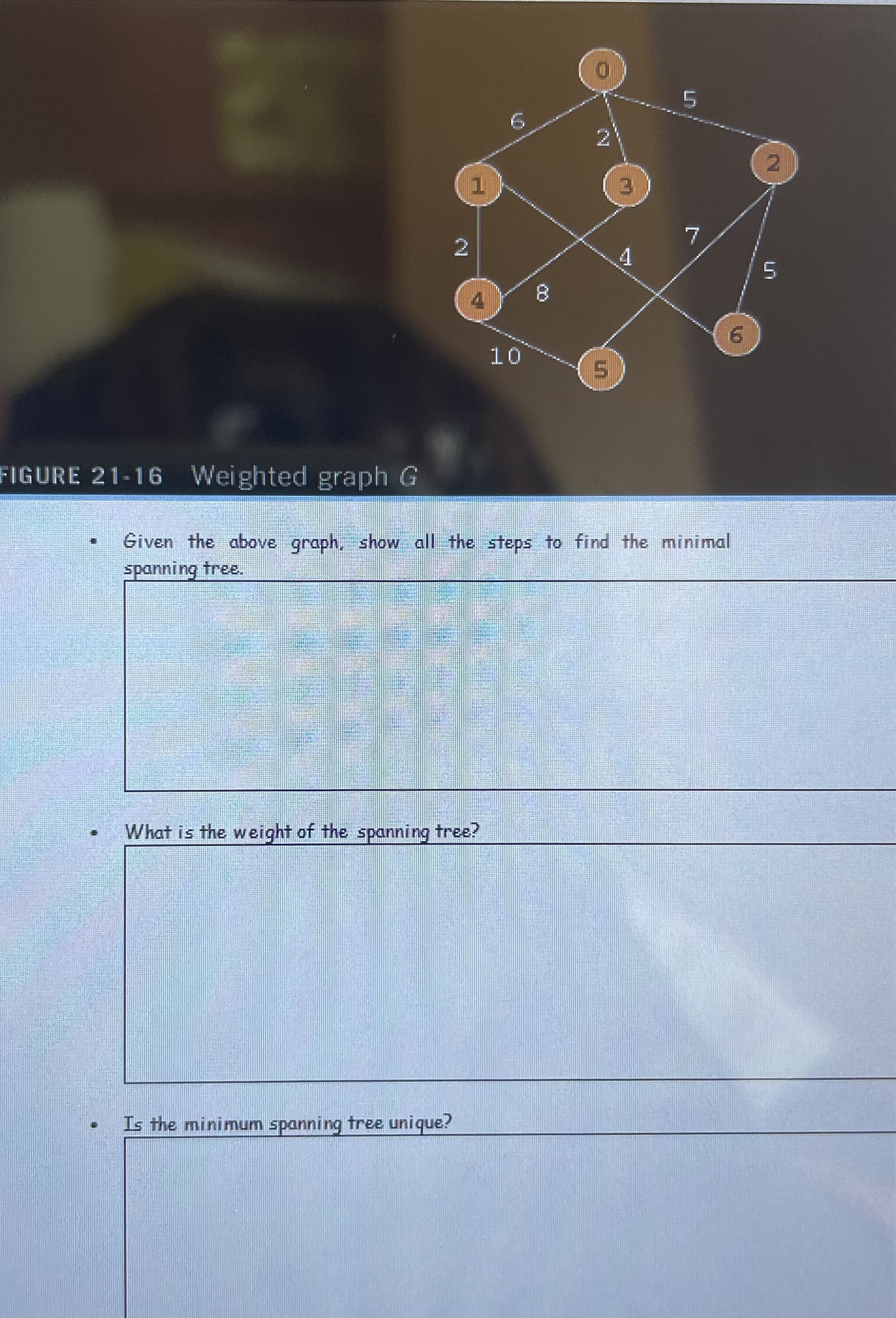 Given the above graph, show all the steps to find