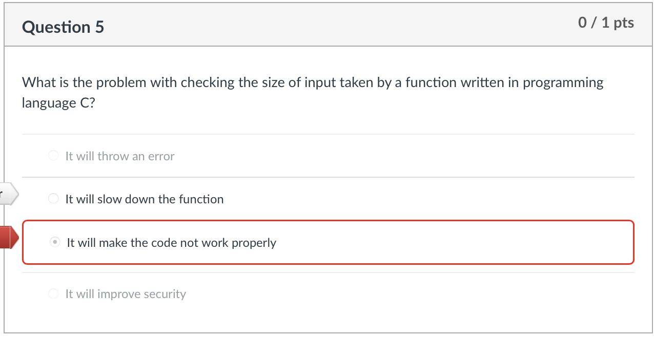 Question 5 What is the problem with checking the