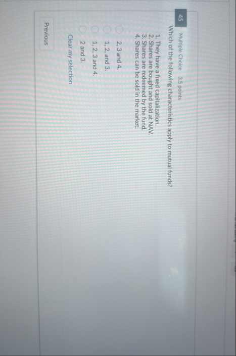 4 5 Multiple Choice 3 . 5 points Which of the