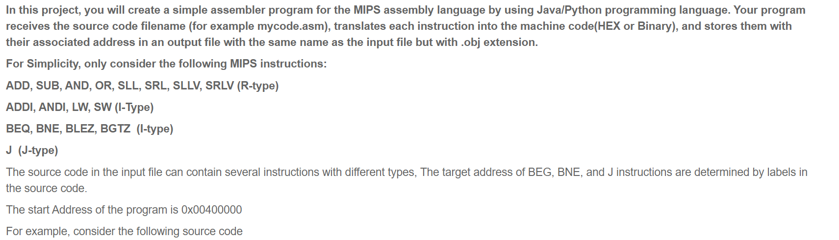i need to create a simple assembler program for
