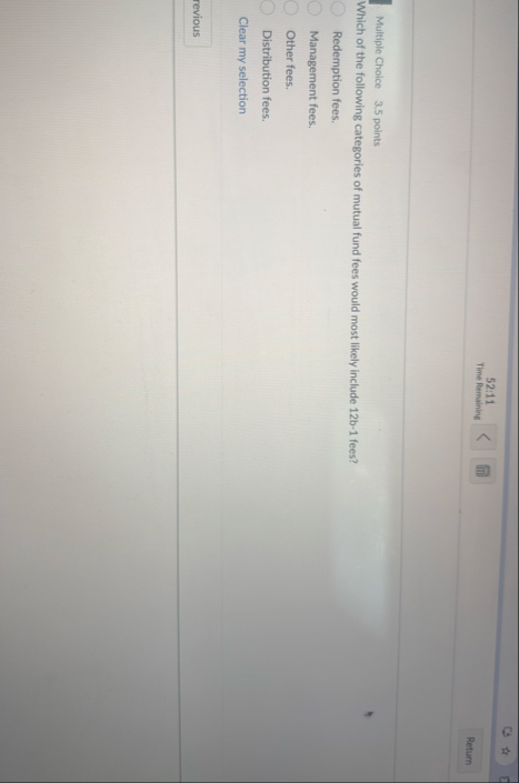 5 2 : 1 1 Time Remaining Multiple Choice 3 . 5