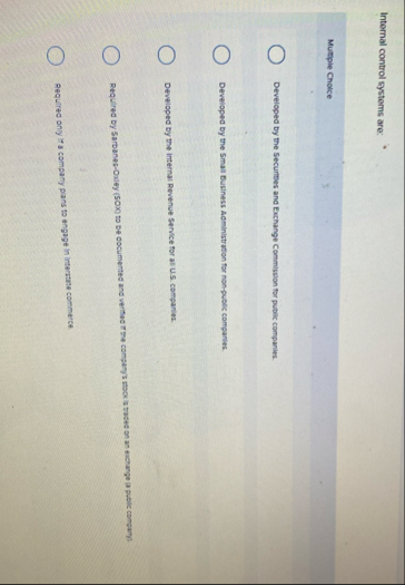 Internal control systems are: Mumple Choice