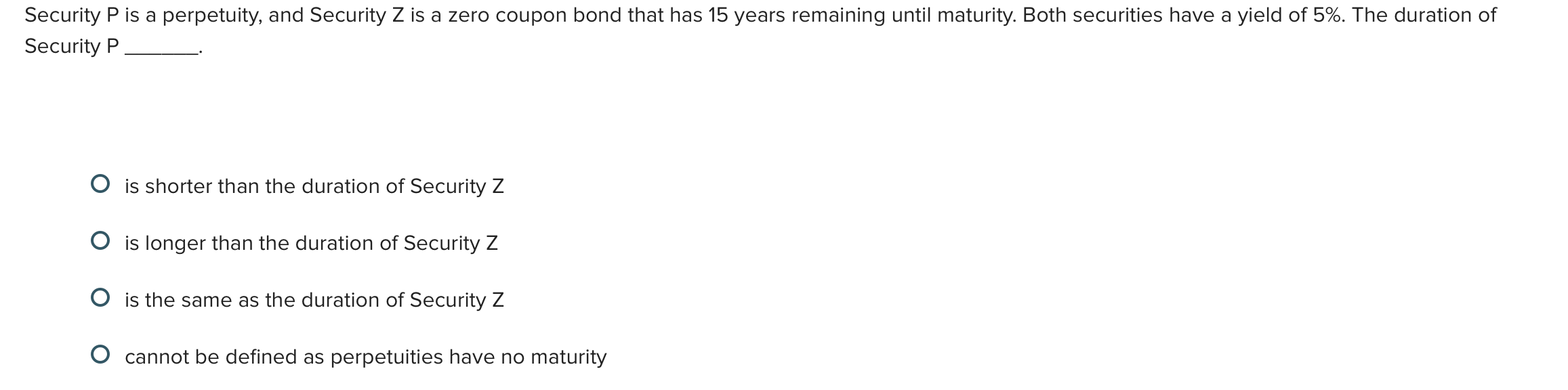 Security \ ( P \ ) is a perpetuity, and Security
