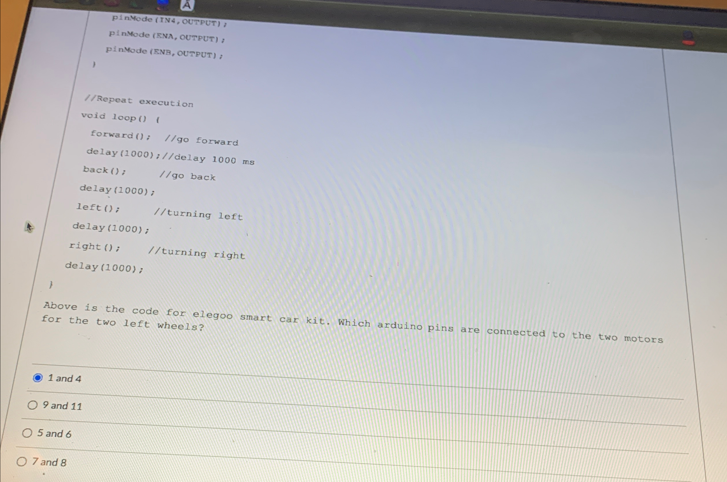 PI IMOde ( INA , OUTPUT ) , pinMode ( ENA ,