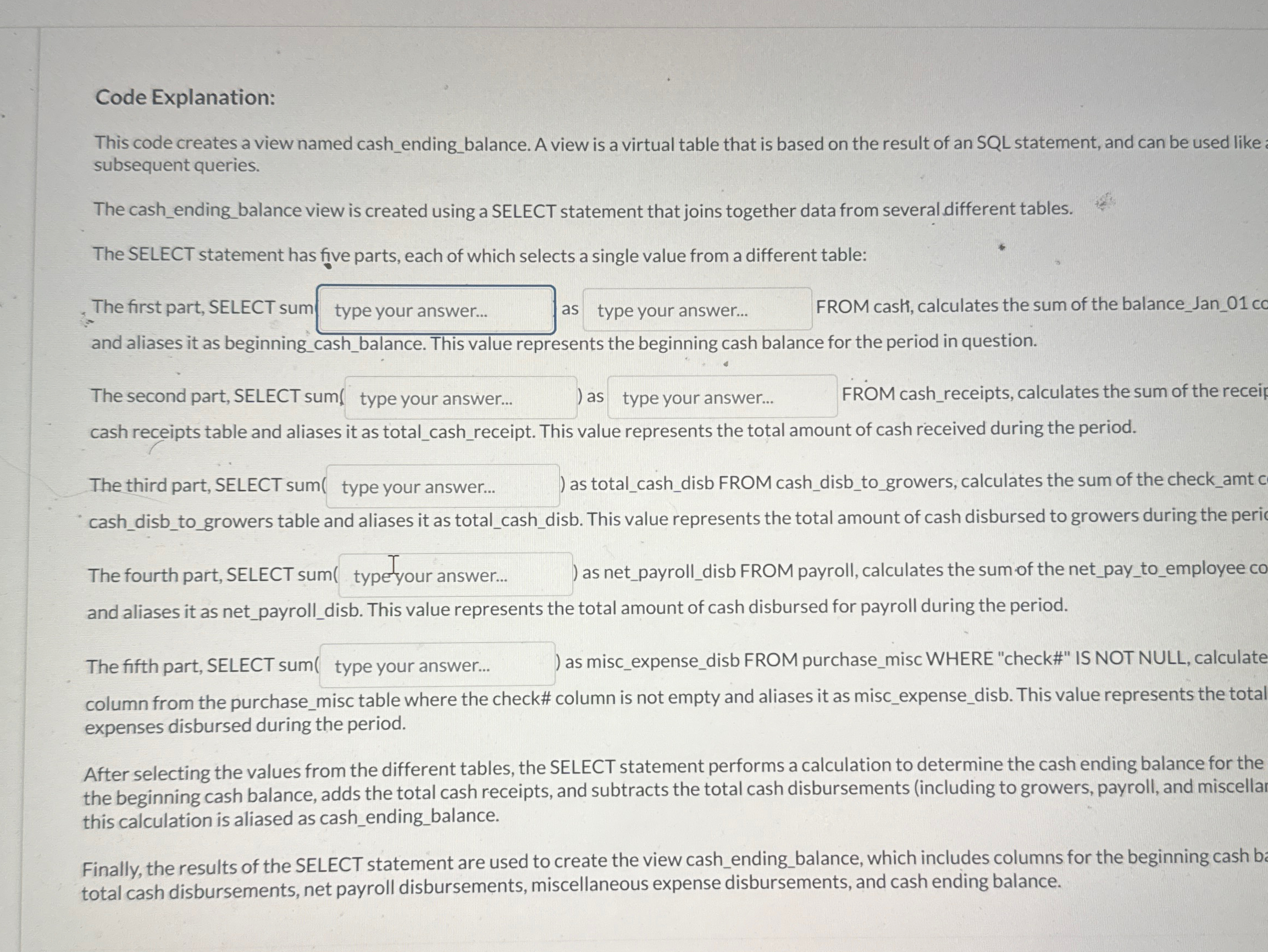 Code Explanation: This code creates a view named