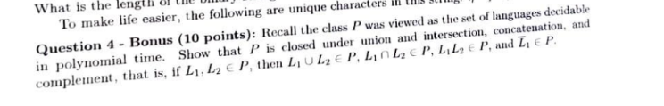 Question 4 - Bonus ( 1 0 points ) : Recall the