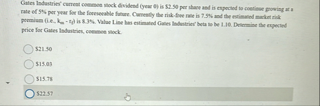 Gates Industries' current common stock dividend (